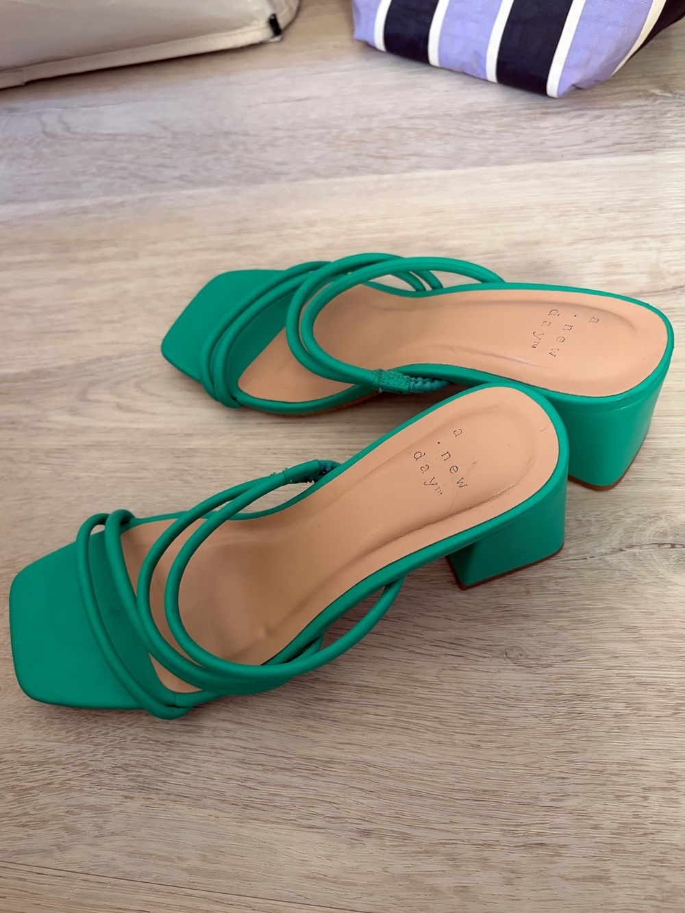 a new day Emerald Green Strappy Block Heel Sandals
